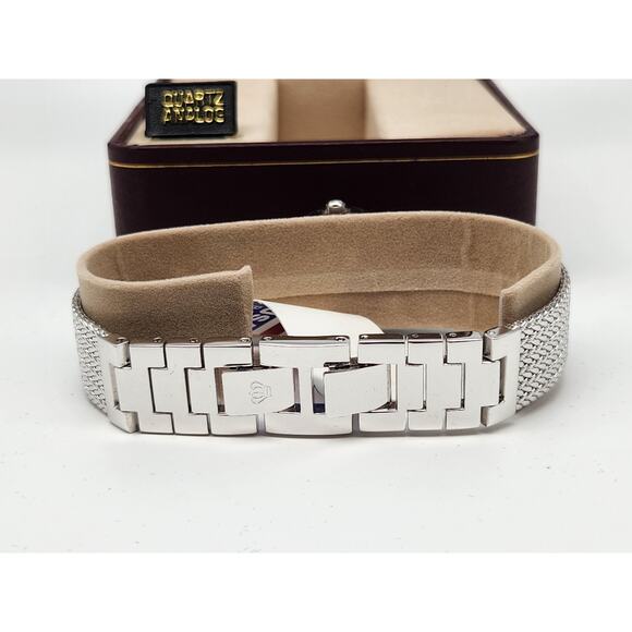 NOS Ladies Jules Jurgensen Crystal Silver Mesh Watch - New Battery - Picture 10 of 15